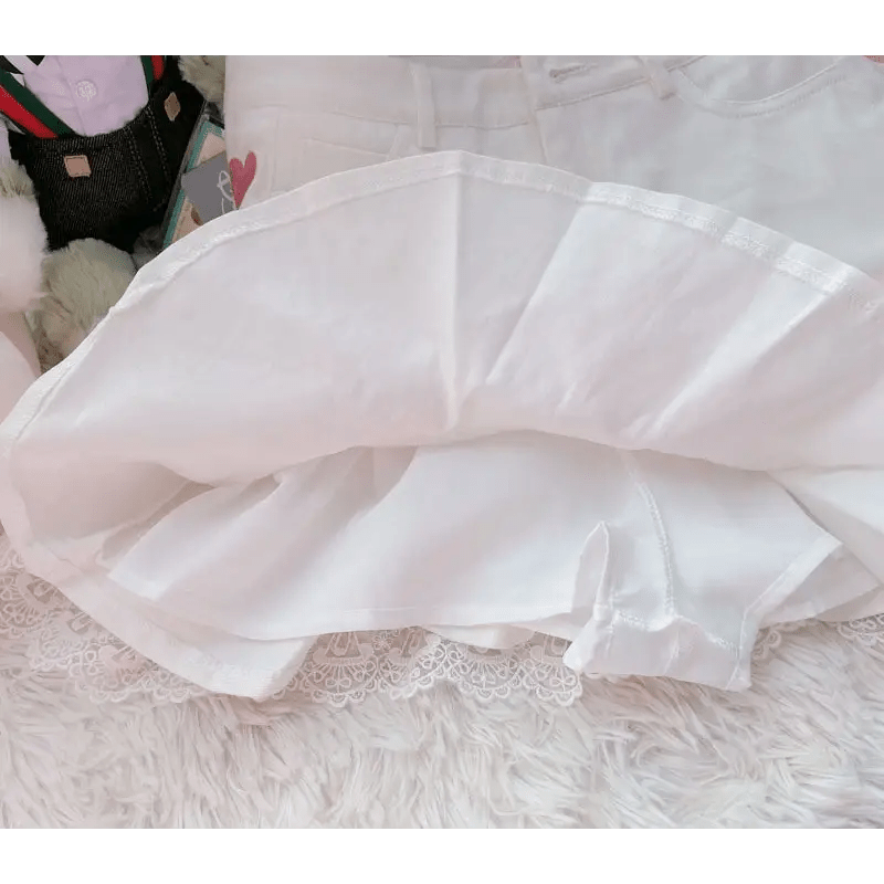 Sweet Pink and White Lace Lolita Skirt with Ribbons and Ruffles - Cosparty