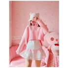 Sweet Pink and White Lace Lolita Skirt with Ribbons and Ruffles - Cosparty