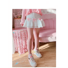Sweet Pink and White Lace Lolita Skirt with Ribbons and Ruffles - Cosparty