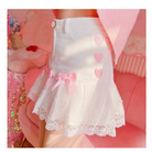 Sweet Pink and White Lace Lolita Skirt with Ribbons and Ruffles - skirt