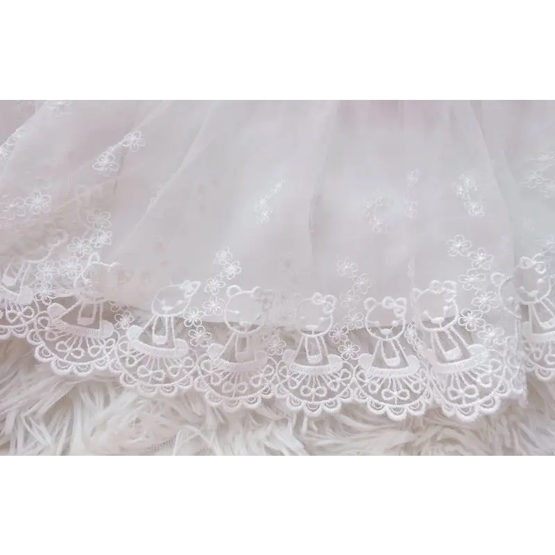 Sweet Pink and White Lace Lolita Skirt with Ribbons and Ruffles - skirt