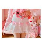 Sweet Pink and White Lace Lolita Skirt with Ribbons and Ruffles - skirt