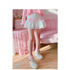 Sweet Pink and White Lace Lolita Skirt with Ribbons and Ruffles - skirt