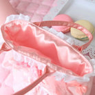 Sweet Pink Bunny Plush Purse with Ribbons and Soft Silk Lining - Cosparty