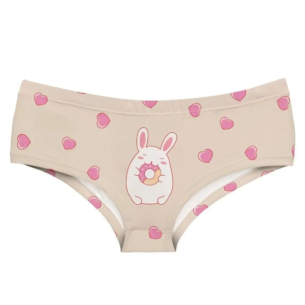 Sweet Pink Heart Printed Bunny Panties for Kawaii Babes - underwear