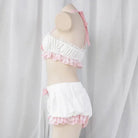 Sweet Pink Plaid Lingerie Set with Ruffled Halter Top and Bloomers - Cosparty
