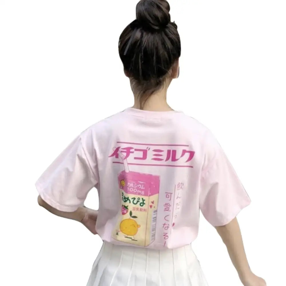 Sweet Pink Strawberry Milk Tee for Everyday and Cosplay Looks - Shirt