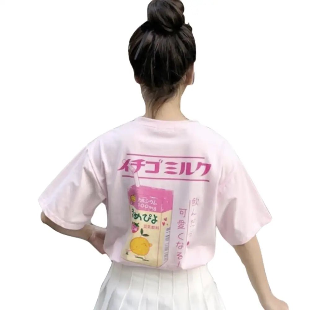 Sweet Pink Strawberry Milk Tee for Everyday and Cosplay Looks - Cosparty