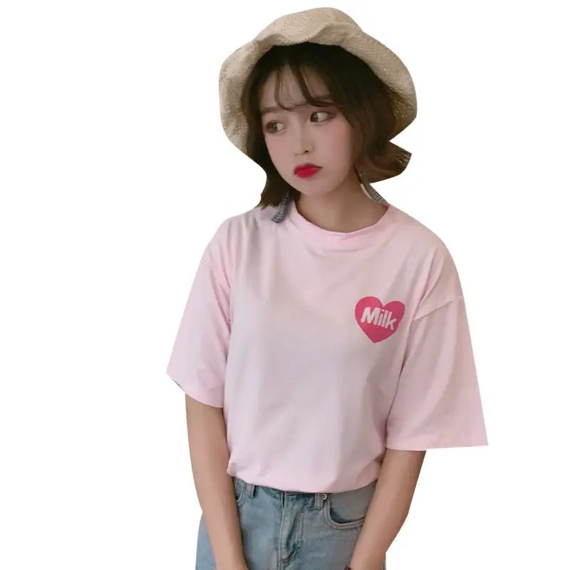 Sweet Pink Strawberry Milk Tee for Everyday and Cosplay Looks - Cosparty