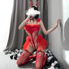 Sweet Red Reindeer Inspired Lingerie Set for Christmas - Cosparty