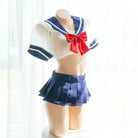 Sweet School Girl Inspired Lingerie Set with Berry and Mesh Details - Sailor Scout - lingerie