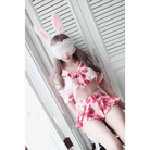 Sweet School Girl Inspired Lingerie Set with Berry and Mesh Details - Cosparty