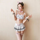 Sweet White and Pink Neko Kitten Lingerie Set for Cosplay - Cosparty