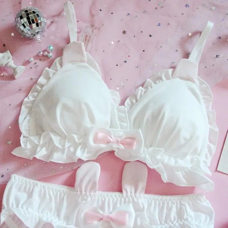 Sweet White Bunny Rabbit Lingerie Set in Cup Size Options - Cosparty