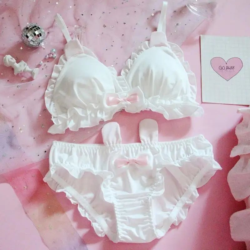 Sweet White Bunny Rabbit Lingerie Set in Cup Size Options - Cosparty