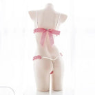 Tartan Plaid Pearl Lined Lingerie Set with Frills and Bows - Cosparty