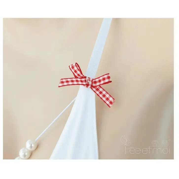 Tartan Plaid Pearl Lined Lingerie Set with Frills and Bows - Cosparty