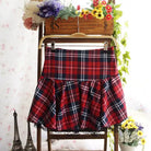 Tartan Plaid School Girl Skirt with Frilly Lace Layer - Skirts