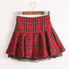 Tartan Plaid School Girl Skirt with Frilly Lace Layer - Cosparty