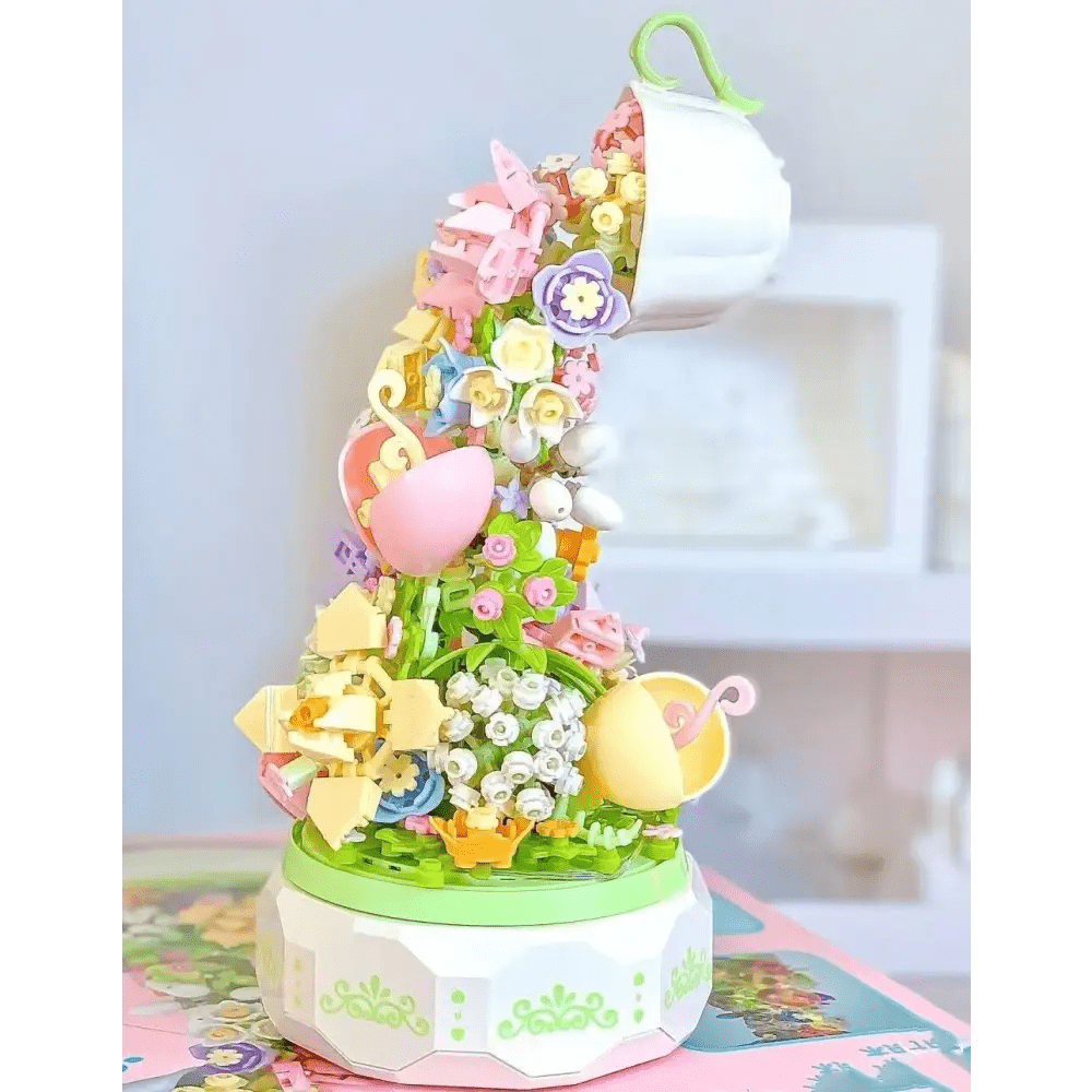 Teacup Cascade Building Block Set Inspired by Alice in Wonderland - Cosparty