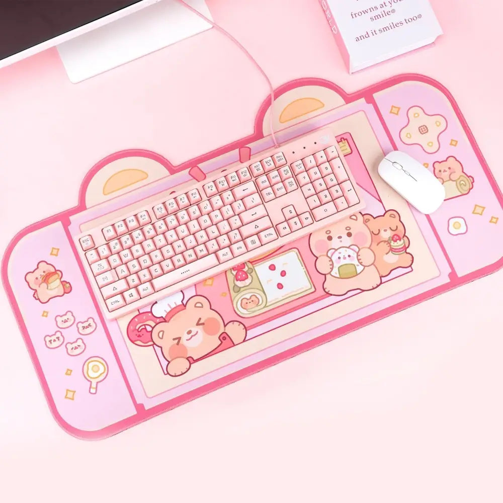 Teddy Bear Bakery Gaming Mousepad for Kawaii Lovers and Streamers - mouse pad