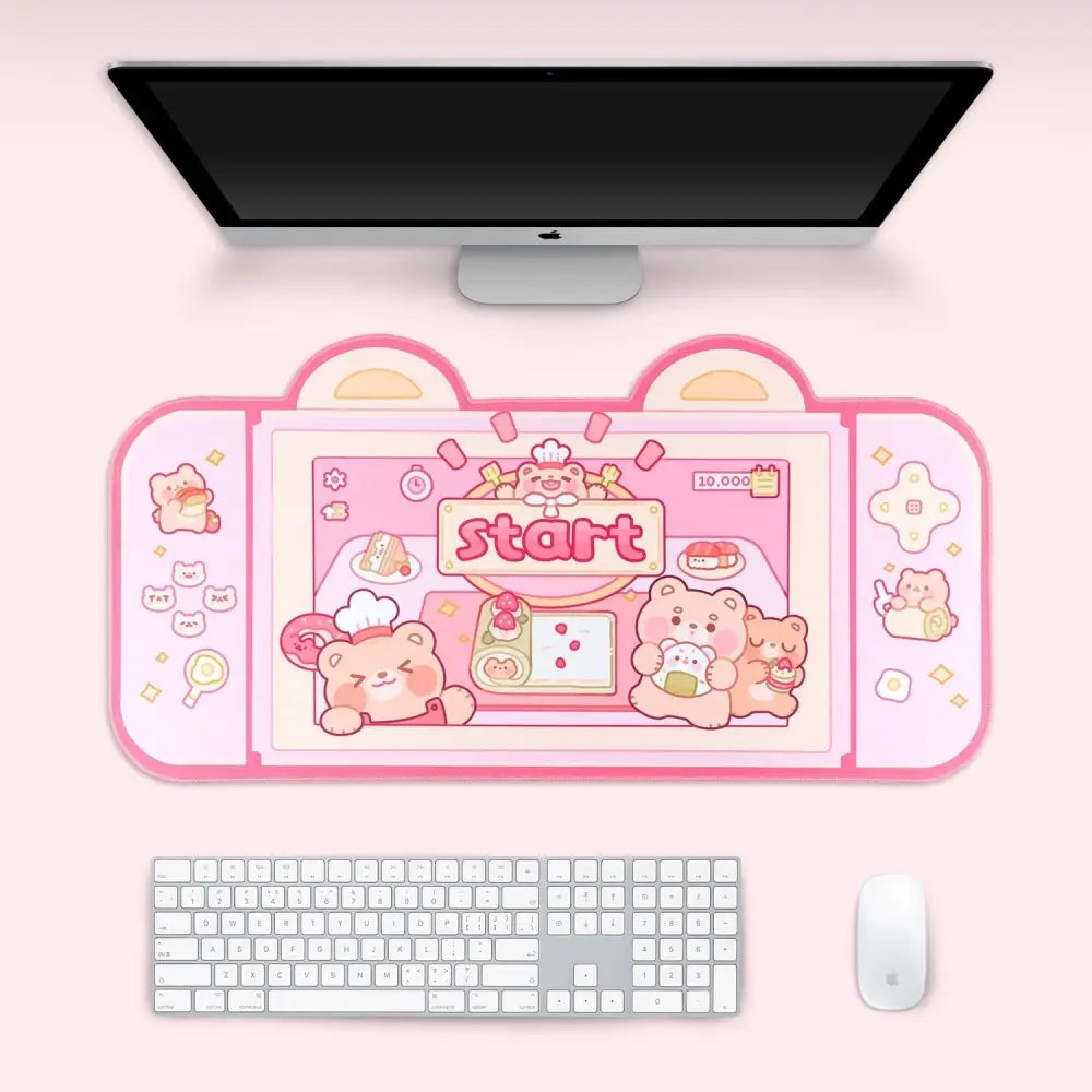 Teddy Bear Bakery Gaming Mousepad for Kawaii Lovers and Streamers - mouse pad