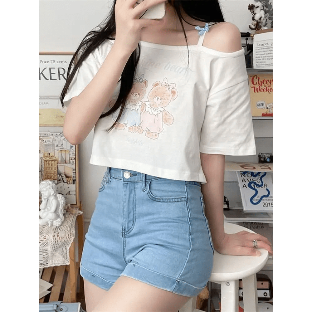 Teddy Bear Friends Tee with Adorable Pastel Graphic - Cosparty