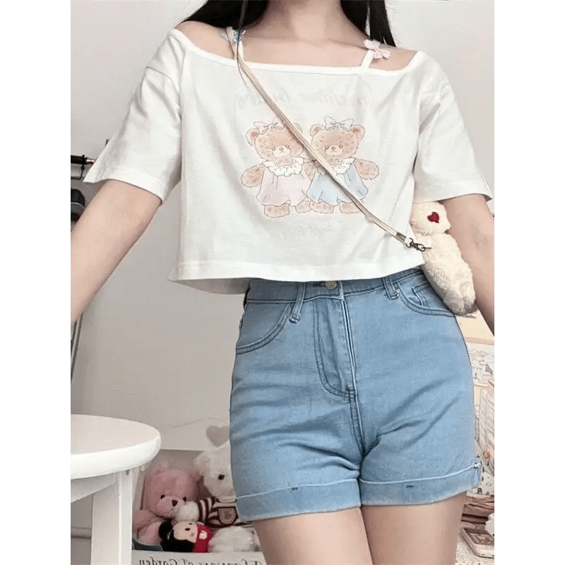 Teddy Bear Friends Tee with Adorable Pastel Graphic - Cosparty