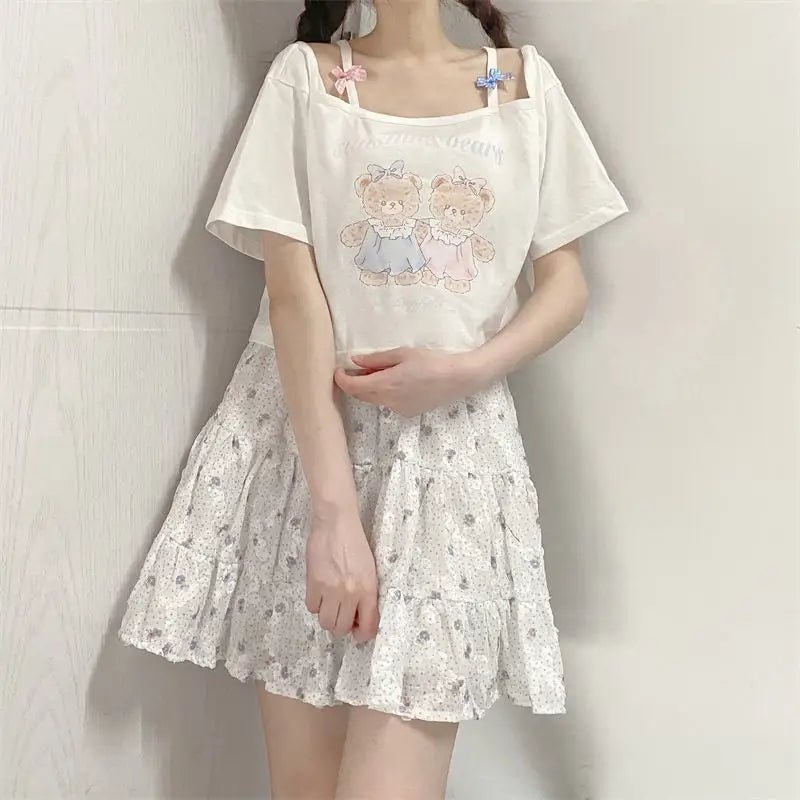 Teddy Bear Friends Tee with Adorable Pastel Graphic - Cosparty