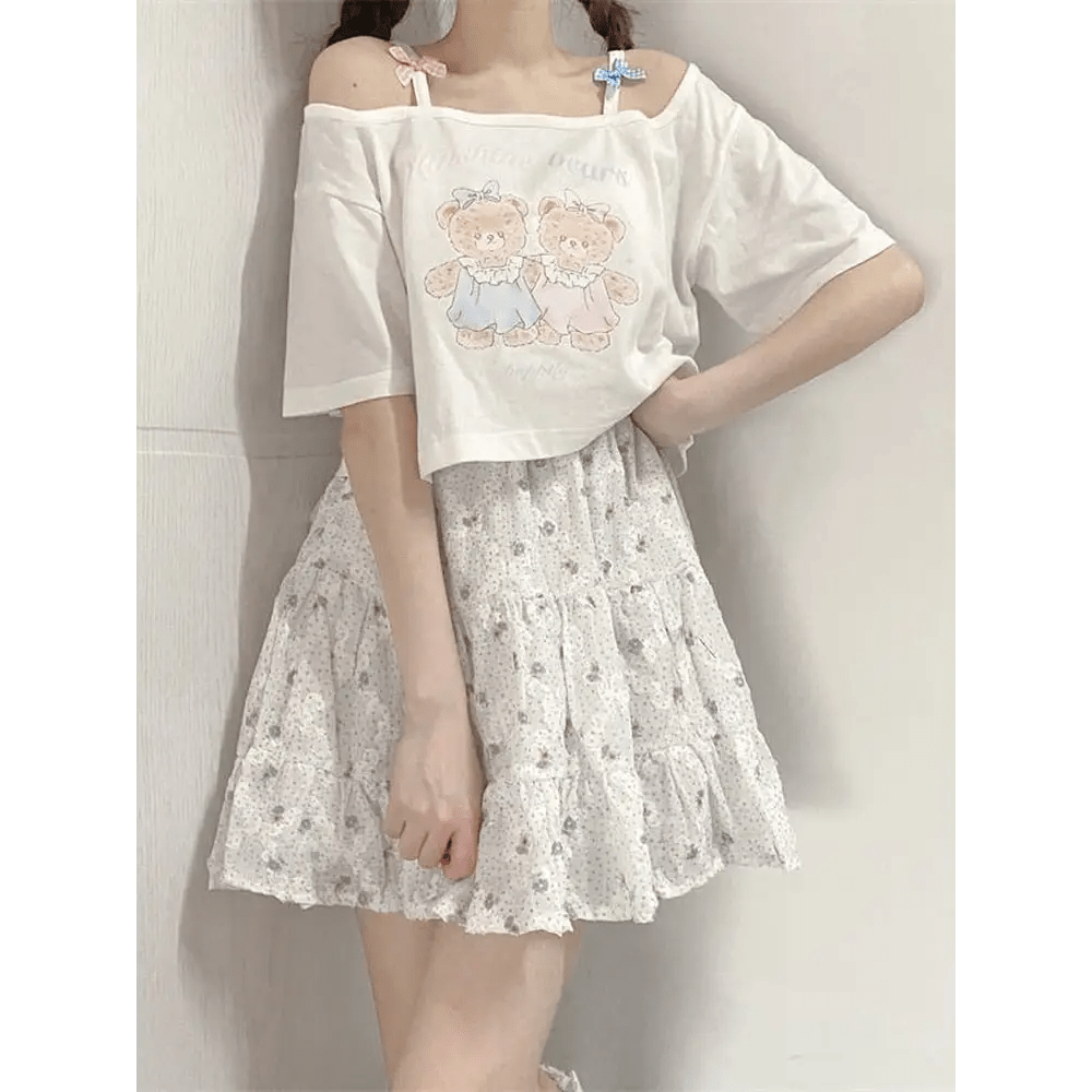 Teddy Bear Friends Tee with Adorable Pastel Graphic - Cosparty