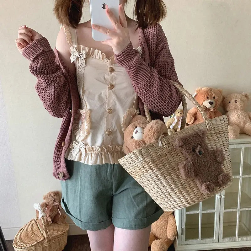 Tender Teddy Crop Top for Kawaii Style and Comfort - shirt