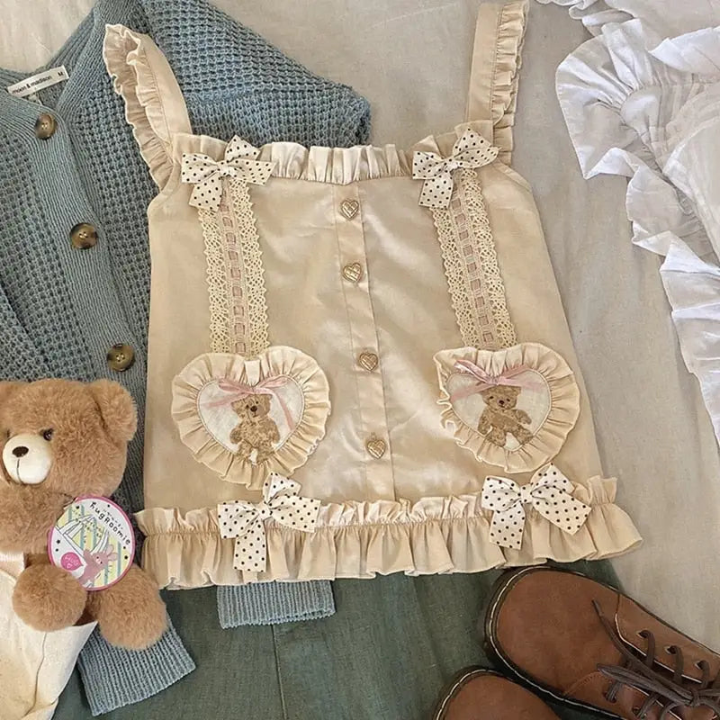 Tender Teddy Crop Top for Kawaii Style and Comfort - shirt