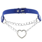 Thick Vegan Leather Chained Heart Choker Necklace - Cosparty