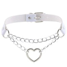 Thick Vegan Leather Chained Heart Choker Necklace - Cosparty
