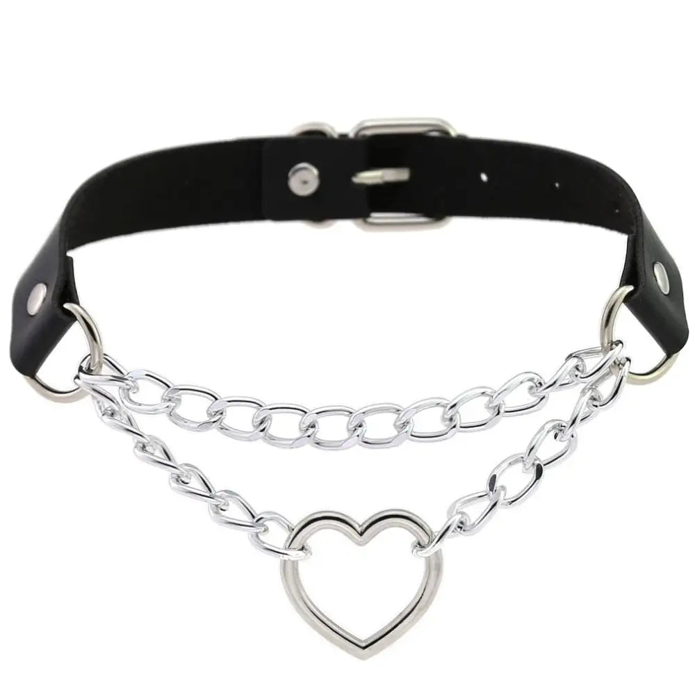 Chained Valentine Choker (15 Colors) - choker, chokers, collar, collars, jewelry