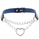 Thick Vegan Leather Chained Heart Choker Necklace - Cosparty