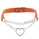 Chained Valentine Choker (15 Colors) - Orange - choker, chokers, collar, collars, jewelry