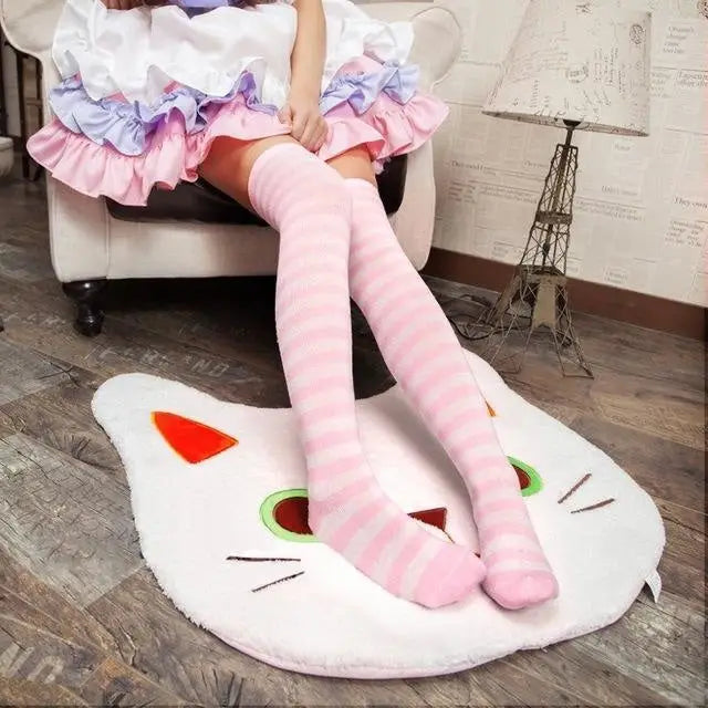 pastel thigh high socks long stockings striped candy colors egl lolita cosplay fairy kei pastel goth harajuku japan kawaii fashion by Cosparty