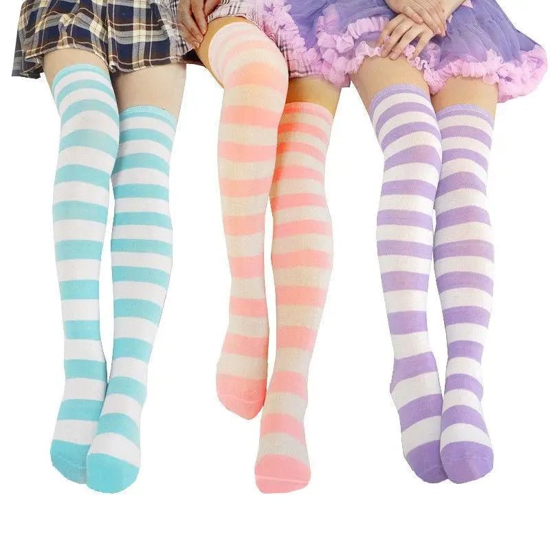 Thigh High Lolita Style Socks with Quality Elastic Comfort - Cosparty