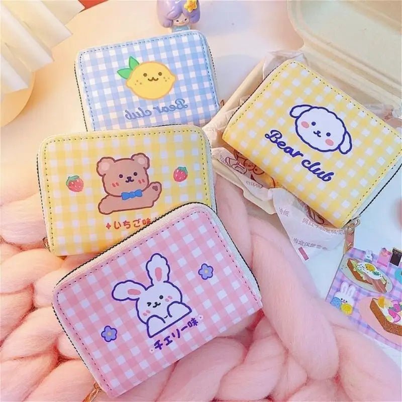 Tiny Plaid Animal Wallet for Kawaii Lovers - Cosparty