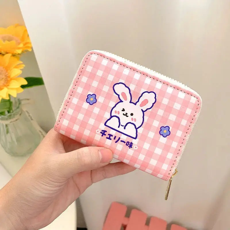 Tiny plaid animal wallet - bags - bunny - coin bag - kawaii - purse