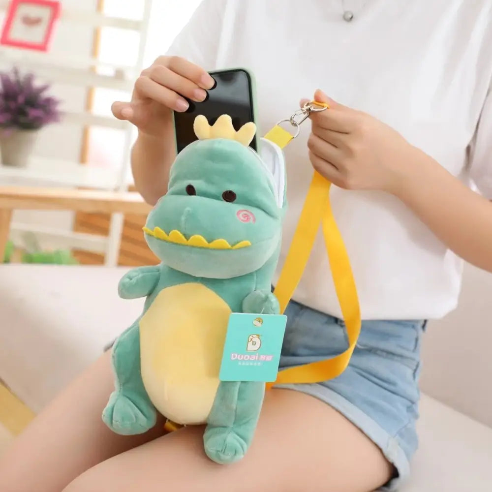 Tiny T-Rex Dinosaur Plush Backpack for Kawaii Goodies - Green Bag - bags