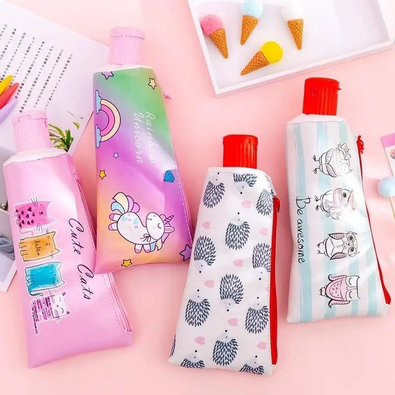 Toothpaste Shaped Storage Bag with Cute Pencil Sharpener - Cosparty