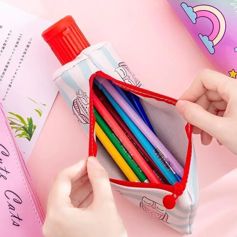 Toothpaste Shaped Storage Bag with Cute Pencil Sharpener - Cosparty