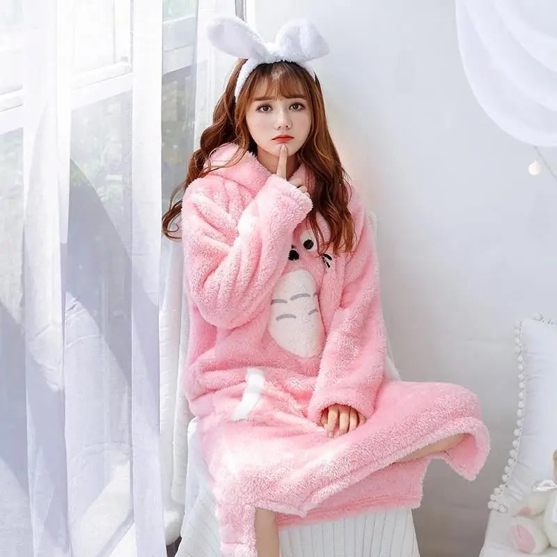 Totoro Hooded Pajama Nightgowns in Grey and Pink - Cosparty