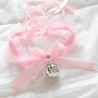 Traditional Kitten Bell Collar with Chiffon Ribbon and Jingly Bell - Pink - choker