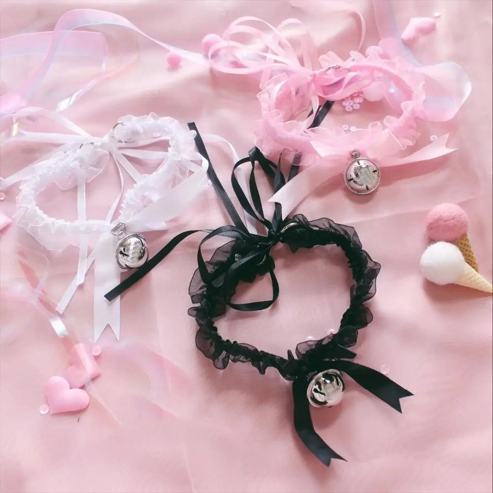 Traditional Kitten Bell Collar with Chiffon Ribbon and Jingly Bell - choker