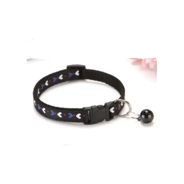 Traditional Kitten Play Bell Choker with Metal Hardware - Black Hearts - choker