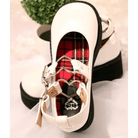 Traditional Lolita Low - Heel Platform Wedge with Tartan Plaid Interior - Cosparty