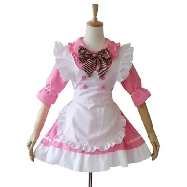 Kawaii French Maid Cosplay Costume Dress Apron Skirt Headpiece Complete Outfit Japan Anime Harajuku Fashion